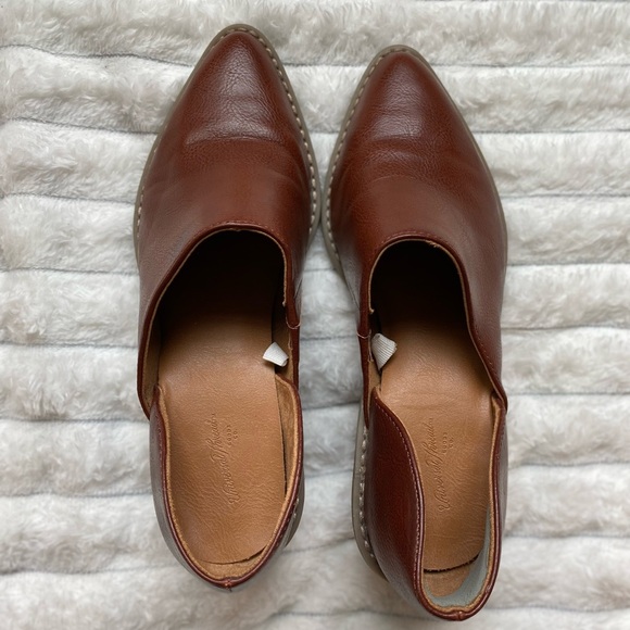 Brown Faux Leather Low Heel Mules | Western Style Slip-On Booties | Sz 7 - Picture 5 of 8
